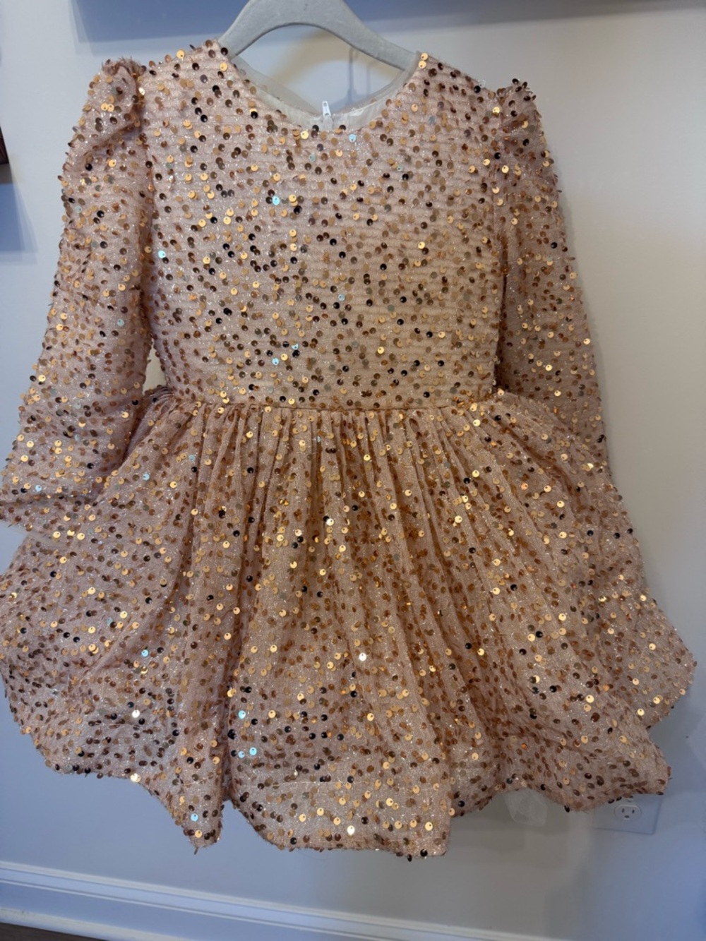 Girls Sparkle Sequin Party Dress - Blush Rose Gold